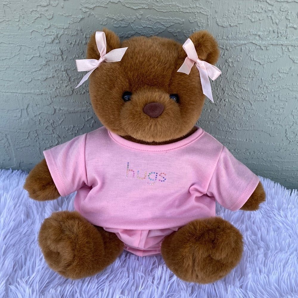 Build-A-Bear 1997 Plush With Bows HUGS Tee